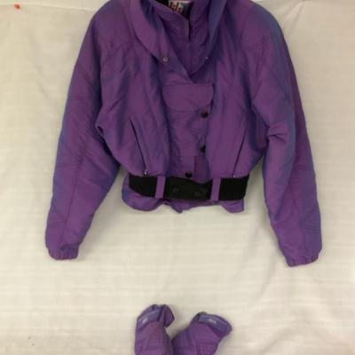 FABULOUS 80’s Purple Iridescent Nils Cropped Ski Jacket And Mittens
