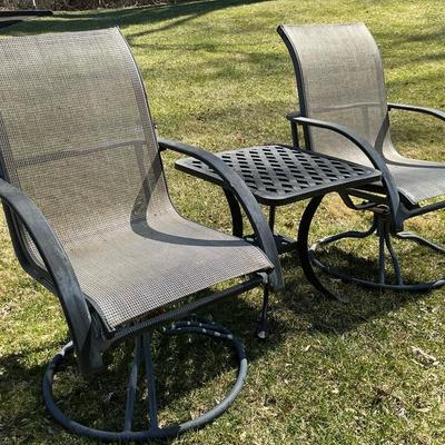 Two Swiveling Chairs + Small Table 