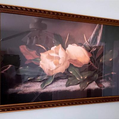 Beautiful Flower Magnolia Art Gold Frame