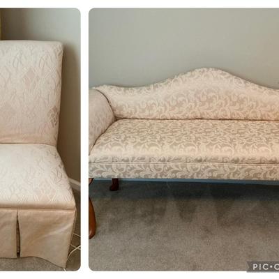 Cream Upholstered Bench & Accent Chair
