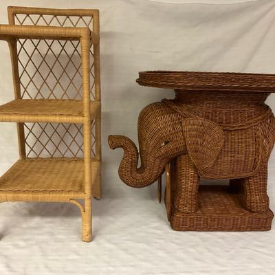 Wicker Elephant Table And Shelf