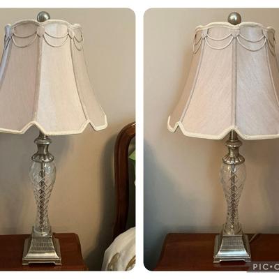 2 Metal & Crystal Table Lamps