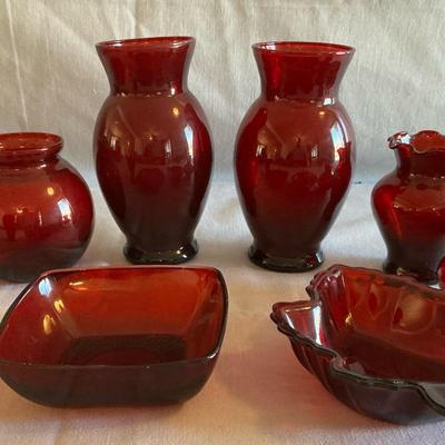 Ruby Red Cranberry Glass Collection 