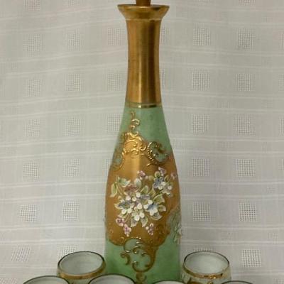 Venetian Hand Painted Decantor & Shot Glasses