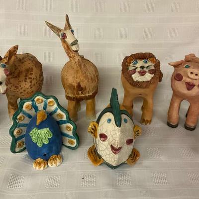 Handcrafted Signed Pottery Safari Animals