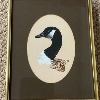 Elizabeth Rhine Ruhl Signed Framed Goose Painting