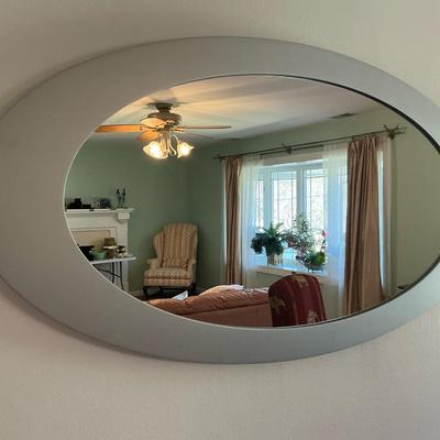 Silver Atomic Oval Mirror 37x19