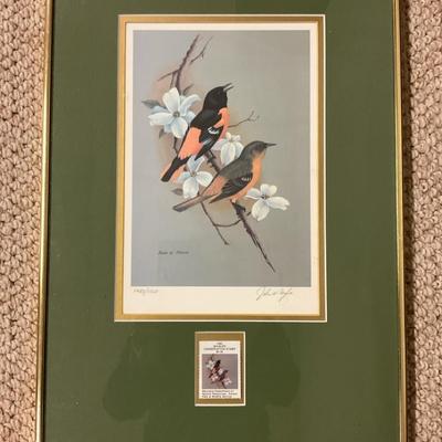 John W. Taylor Signed Print And Stamp Framed