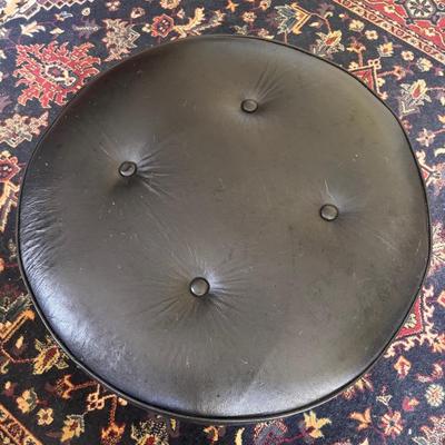 Lot 246: Black Leather Ottoman 