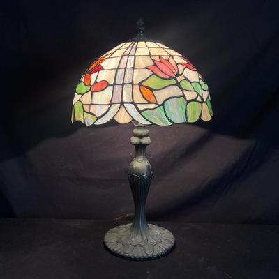 Lot 324: Vintage Tiffany Style Stained Glass Lamp