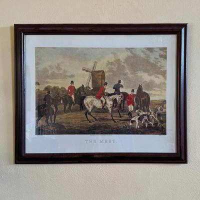 Lot 410: Print of "The Meet," A Fox Hunting Scene by W. Shayer. 