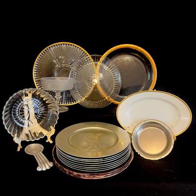 Lot 310: Vintage Tableware - Glass Serving Platters, Charging Plates, And More