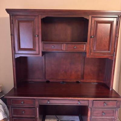 Lot 278: Wood Office Desk With Hutch  