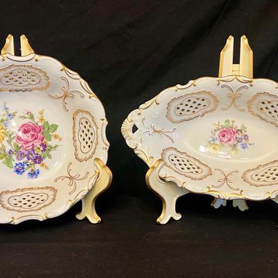 Lot 300: Vintage Pirkenhammer 1803 Fine Bohemian China Set Of Two Serving Dishes