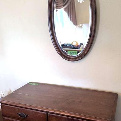 Lot 150: Five Drawer Dresser And Mirror
