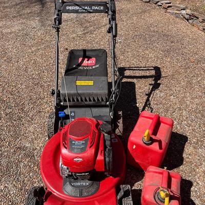 Lot 223: Toro Electric Start GTA 150cc Mower With Auto Drive And Gas Cans
