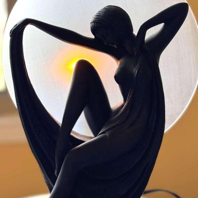 Lot 175: Art Deco Resin Lamp Nude Woman