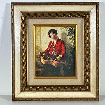 HURDY GURDY GICLEE | Hurdy Gurdy Boy Giclee on boar 9.5 x 7.5 in. sight Marked on verso. - w. 16.5 x l. 18.5 in (frame)