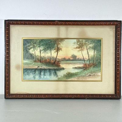 Signed Watercolor Painting | Watercolor landscape Signed "P. Martin" or "F. Martin" lower left Matted and framed...