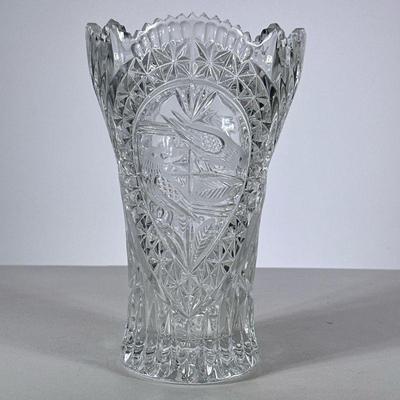Cut Crystal Bird Vase | h. 10 x dia. 6.25 in