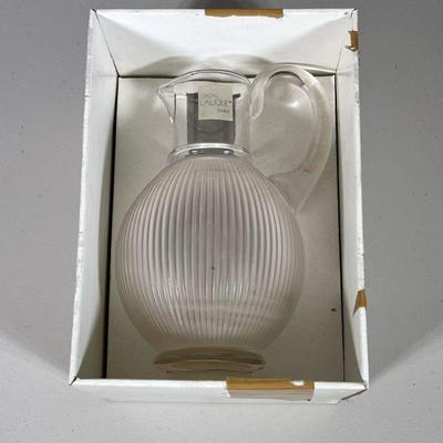 LALIQUE CRYSTAL PITCHER | Cristal Lalique Paris “Langeais” Crystal pitcher in original box, pitcher with Lalique label attached. - h. 6 x...
