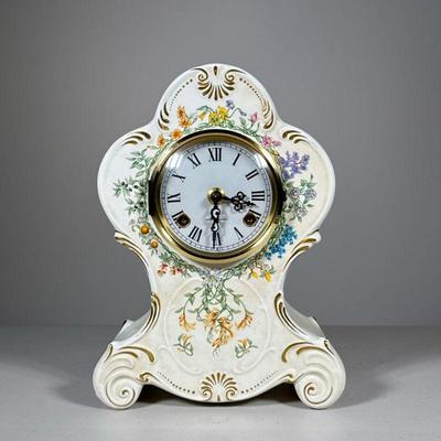 Franz Hermle German Porcelain Mantel Clock | Franz Hermle clock, signed on the movement, backplate marked "La Societe Nationale...