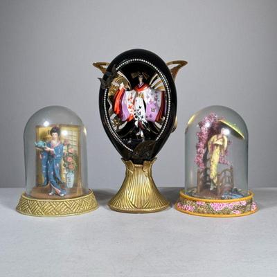 (3pc) Franklin Mint Figures | Japonaise female figures including “The Cherry Blossom Garden,” “The Tea Ceremony,” and “Madame Butterfly”.