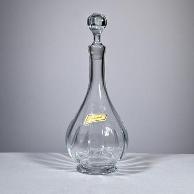 Baccarat Wine Decanter | With stopper, attached Baccarat label. - h. 10 x w. 7 in (to top of decanter without stopper) . -

