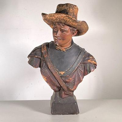 Bust of Man with Hat | Composite statue. - h. 22 x w. 14 in