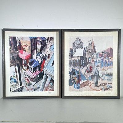 (2pc) Yves B. Martin Lithographs | Chef’s Salad, ed. 793/1000. From NYC to LA and Back, ed. 893/1000 Each signed lower right. - h. 25 x...