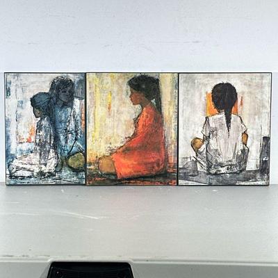 (3pc) Christian Bjorn Larsen Prints | Three mounted prints on particle board, Danish Copenhagen Reproductions of works by Christian...