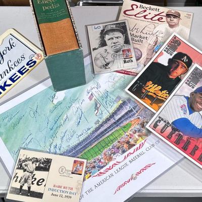 Signed & Other Baseball Items | Including a signed American League baseball club of New York poster, a McMillan, baseball and...
