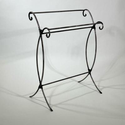 Wrought Iron Towel Rack | Wire work and scroll decoration, towel rack or blanket rack. - h. 35 x w. 28 x d. 14 in
