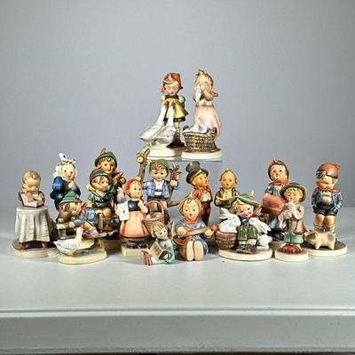 (16pc) Hummel Collection | Side table / floor lamp, with three curved library steps. - h. 59 x w. 23 x d. 23 in (overall with shade,...