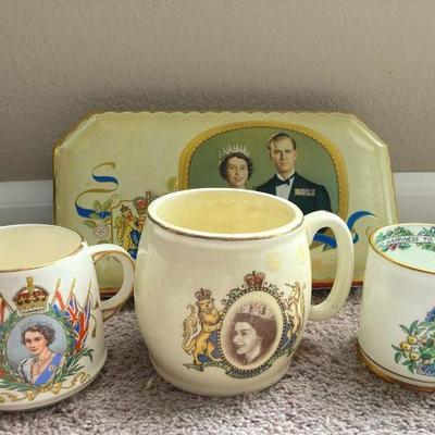 Queen elizabeth ii coronation mugs and tin