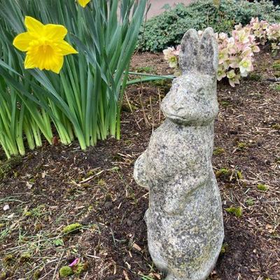Cement rabbit statue