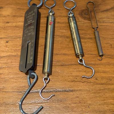 Antique chatillon hanging brass scales