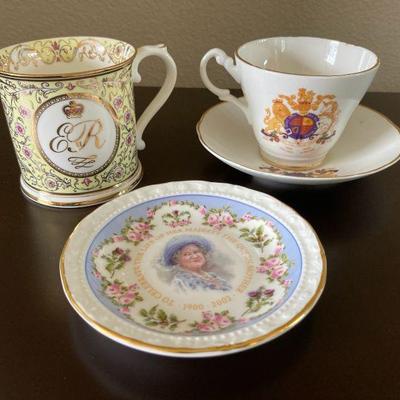 Queen elizabeth i and ii teacup and plate