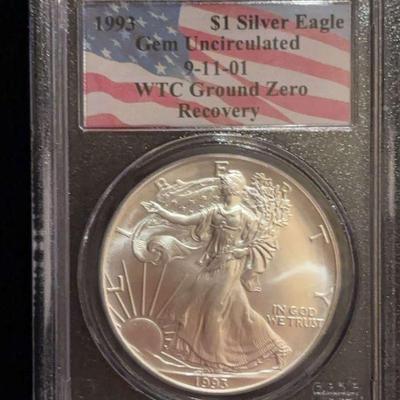 1993 silver american eagle ground zero recovery" coin