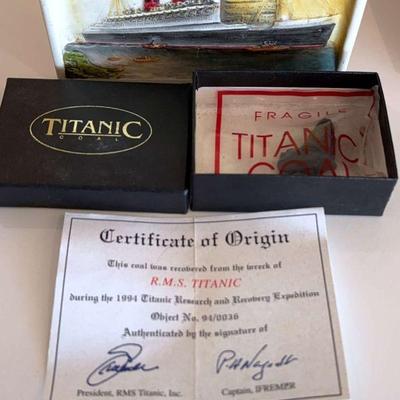 Coal from the rms titanic certificate of origin included