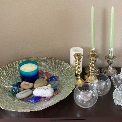 Collectible stones and candlesticks