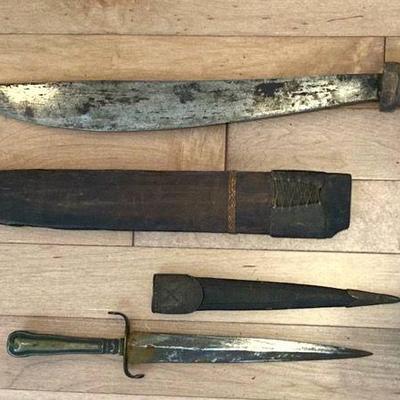 Vintage machete and knife