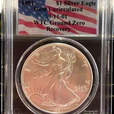 1991 silver american eagle ground zero recovery" coin