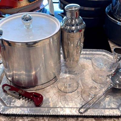 Vintage hammered tray other barware