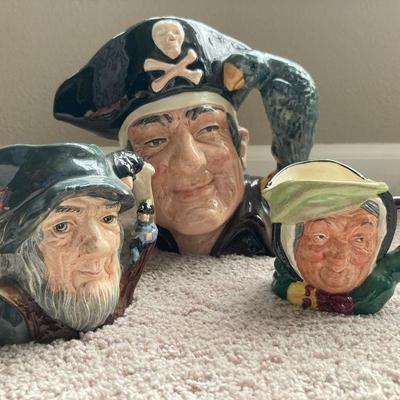 Doulton long john silver and rip van winkle pitcher and creamer