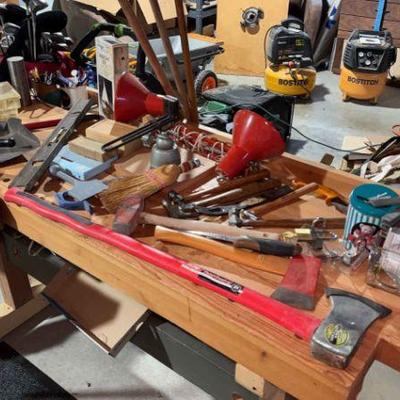 Tool bench full of random items