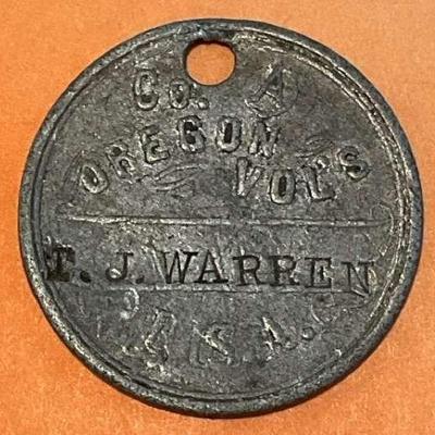 Civil war company a oregon vols "dog tag"