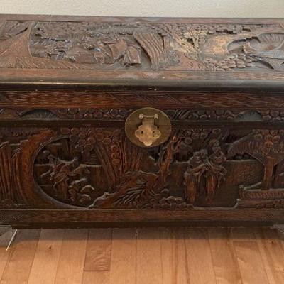 Carved asian chest