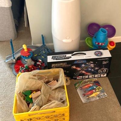 Brio train set paw patrol play set and diaper genie
