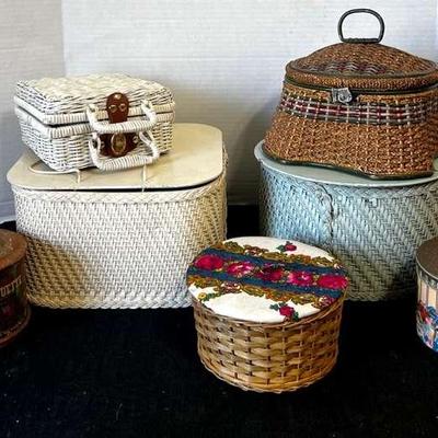 Vintage Sewing Baskets - Some Tole Painted